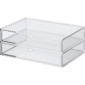 Acrylic makeup jewelry organizer with 2 drawers
